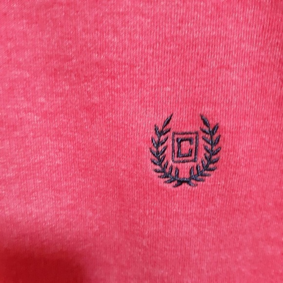 Ralph Lauren's Chaps Men's Heathered Red 1/4 Zip Sweatshirt Navy Logo Size XLT - Picture 2 of 5